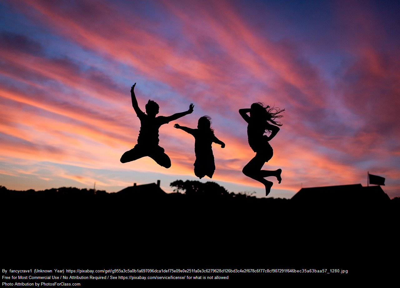 jumping with sunset